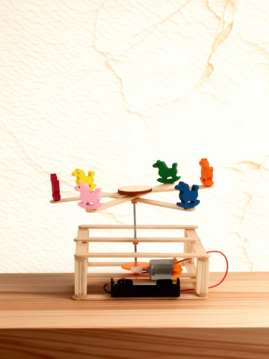 Science Kit - 1세트 DIY 전기 회전목마 조립 키트,