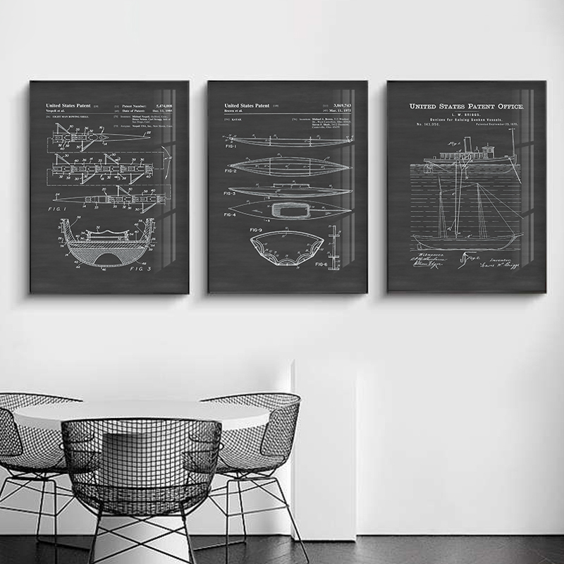 간단한 흑백 회색 미국 산업 스타일 복고풍 향수 선박  - Star Map Poster 리뷰 및 가격